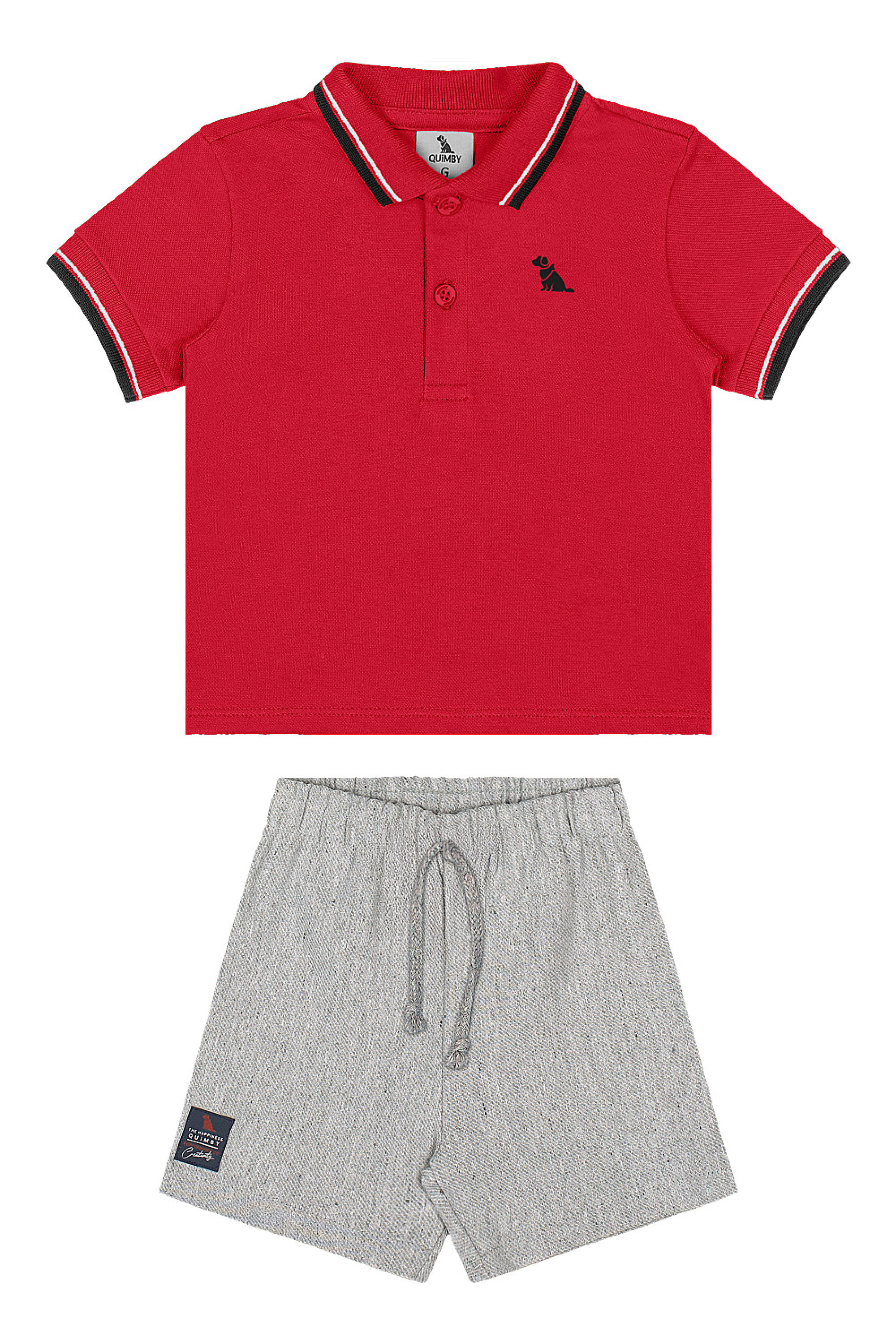 Conjunto Bebê Menino Camisa Polo e Bermuda (Vermelho) Quimby - Imagem 26